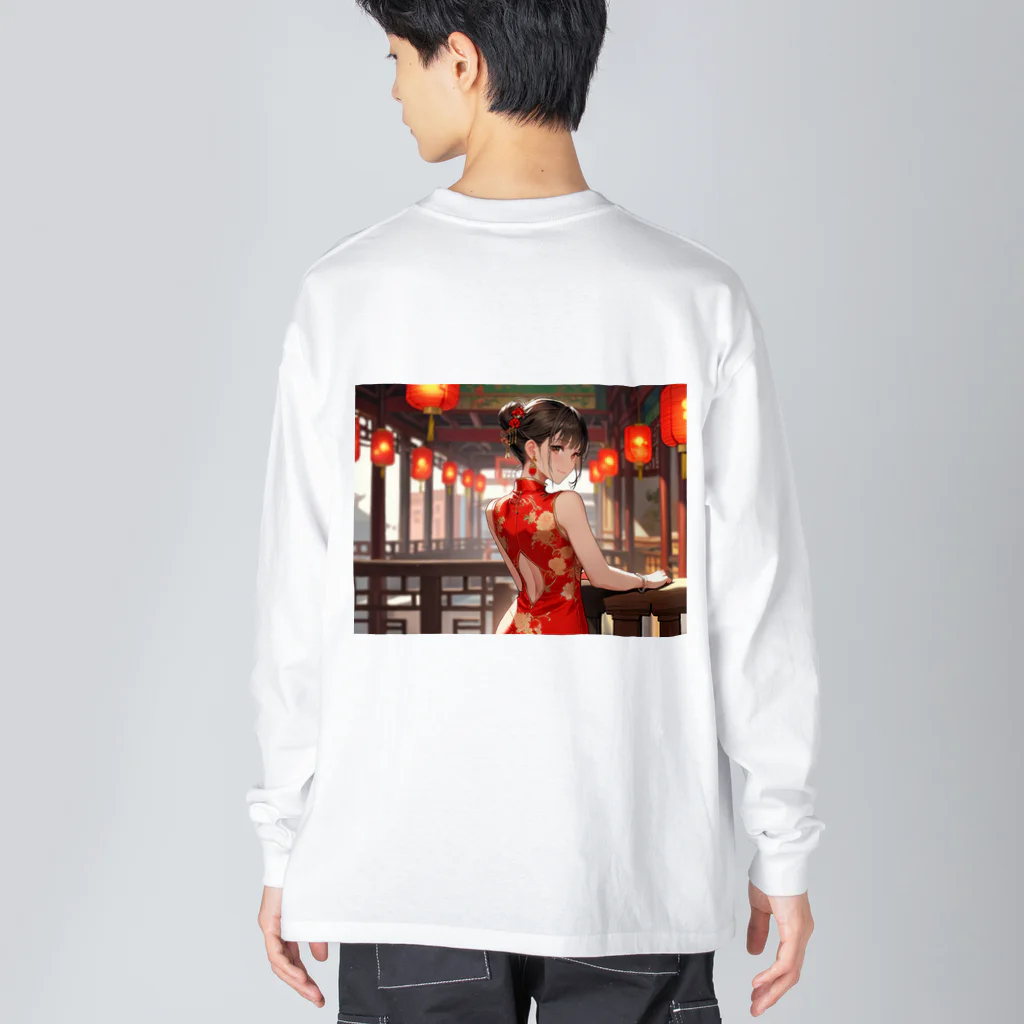 HokutoKenのチャイナ服少女 Big Long Sleeve T-Shirt