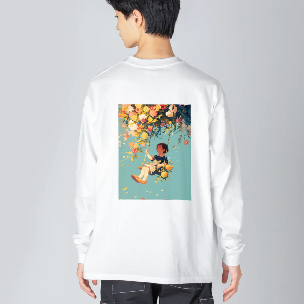 AQUAMETAVERSEの花ブランコに揺られ喜ぶ女の子　ラフルール　1859 Big Long Sleeve T-Shirt