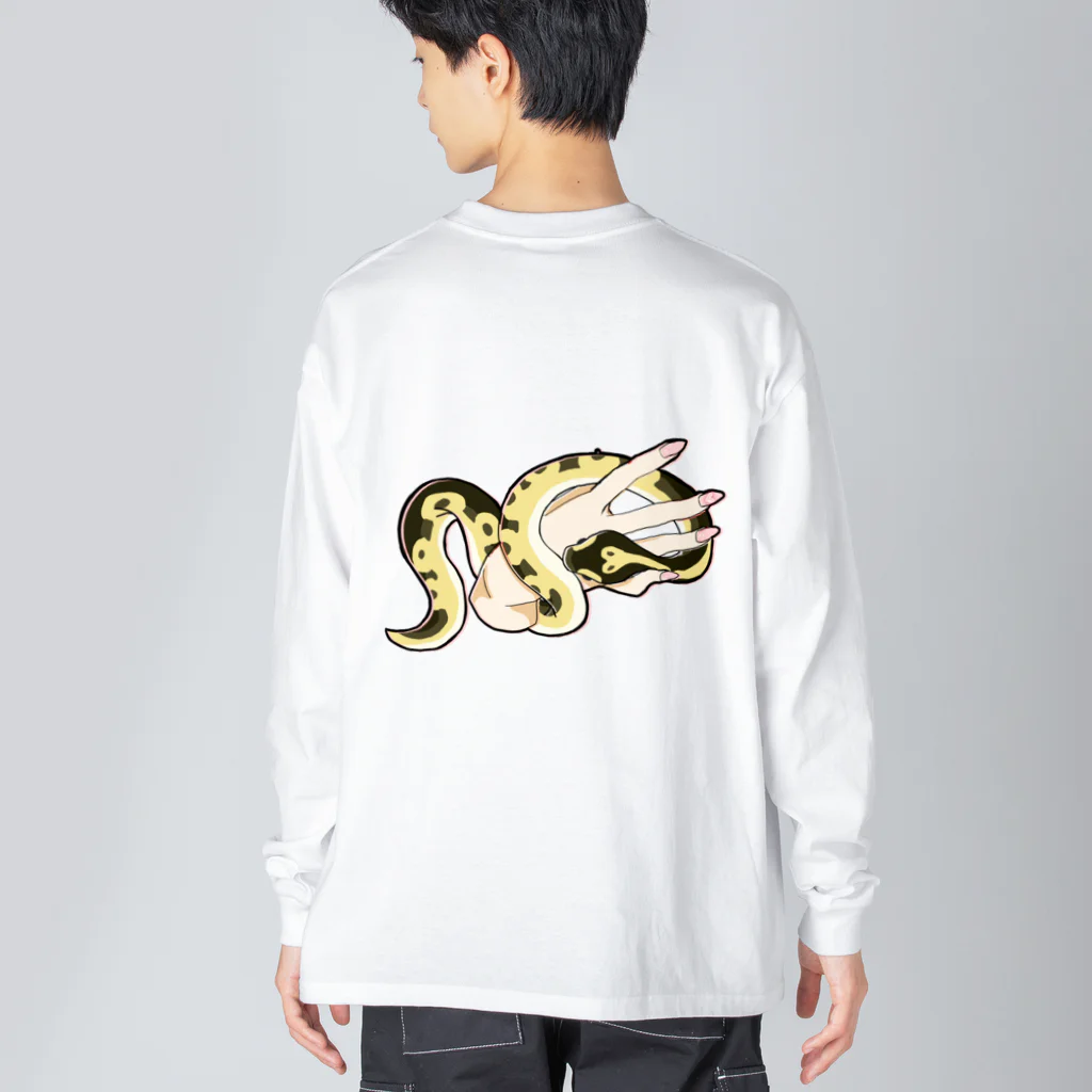 Nyoppuの蛇のぷにちゃん、手に絡まるTシャツ（バックプリント） Big Long Sleeve T-Shirt