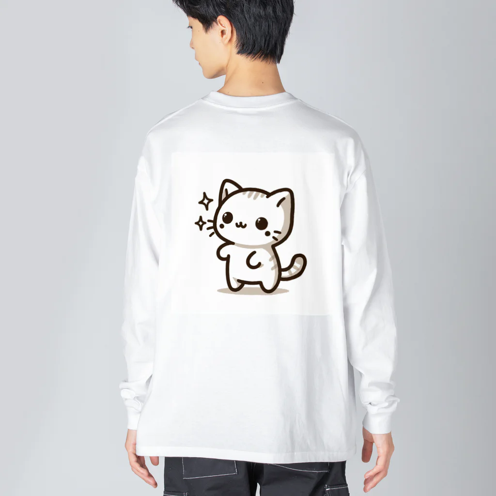 ayamomohidemiの可愛いねこちゃん ビッグシルエットロングスリーブTシャツ