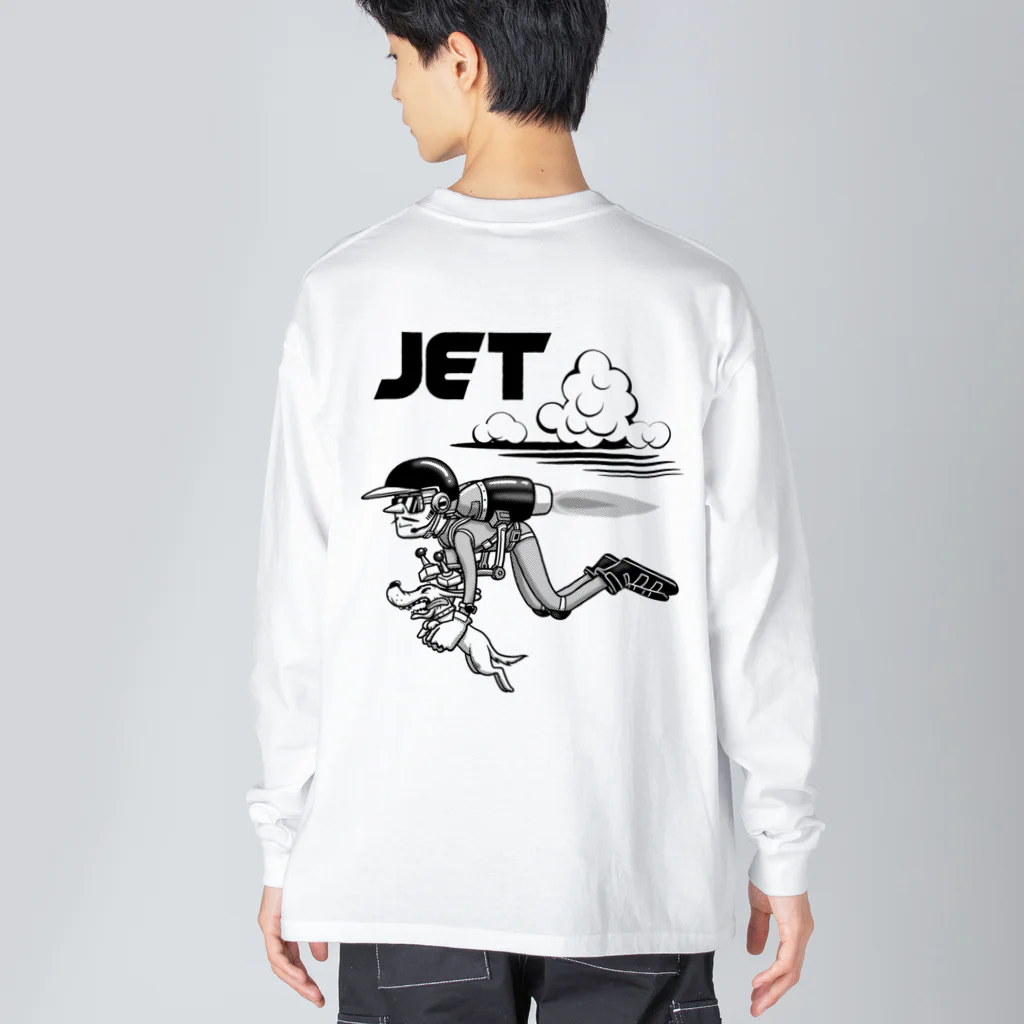 nidan-illustrationのhappy dog -JET- (black ink) Big Long Sleeve T-Shirt