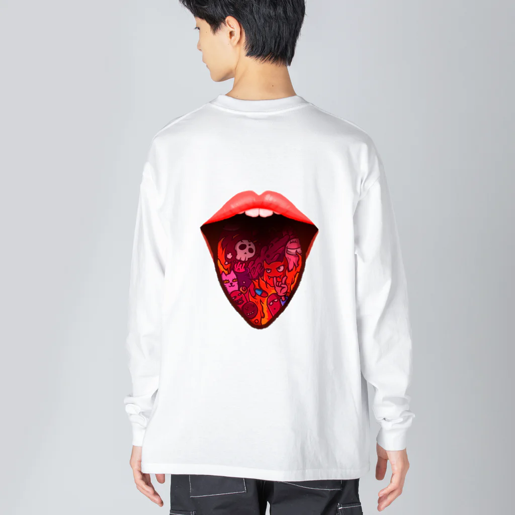 fashion Y2FYのDoodle Mouth ビッグシルエットロングスリーブTシャツ