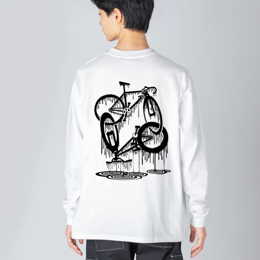 nidan-illustrationのmelted bikes #2 (black ink) ビッグシルエットロングスリーブTシャツ