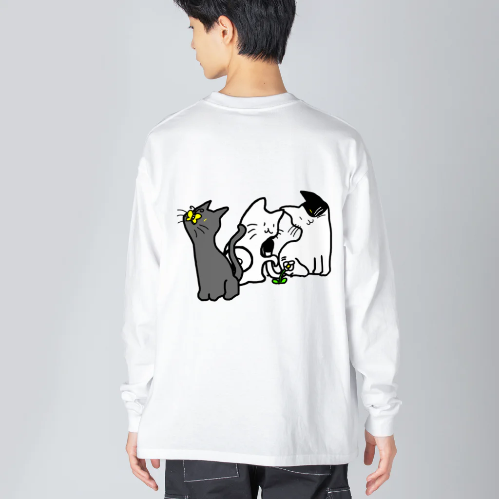 モモタンショップのネコさんデザイン ビッグシルエットロングスリーブTシャツ
