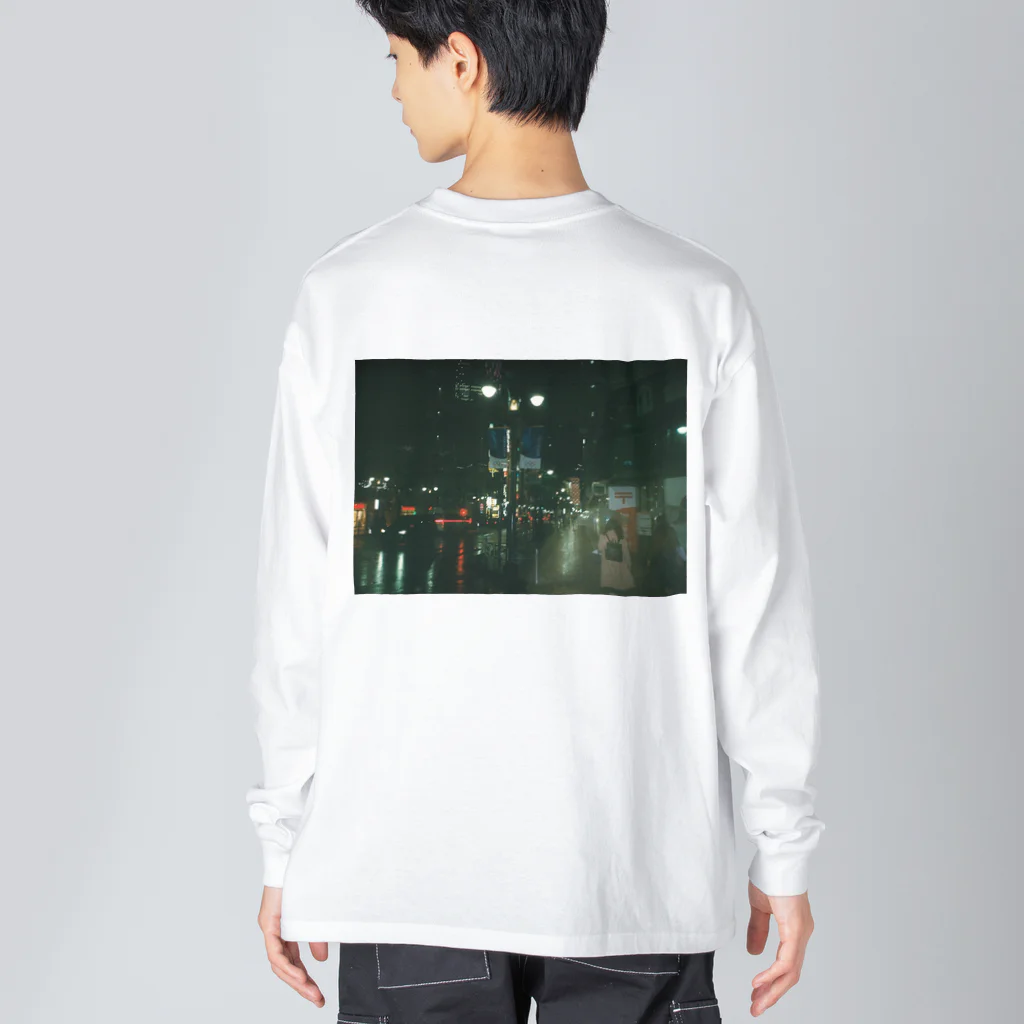 豆屋の雨の日の渋谷 ビッグシルエットロングスリーブTシャツ