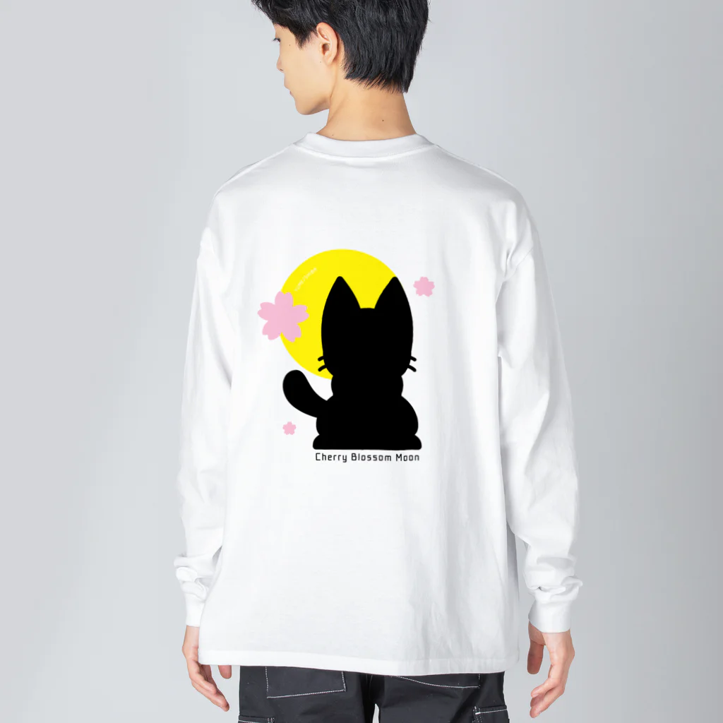 夢見る柴犬のCherry-Blossom-Moon ビッグシルエットロングスリーブTシャツ