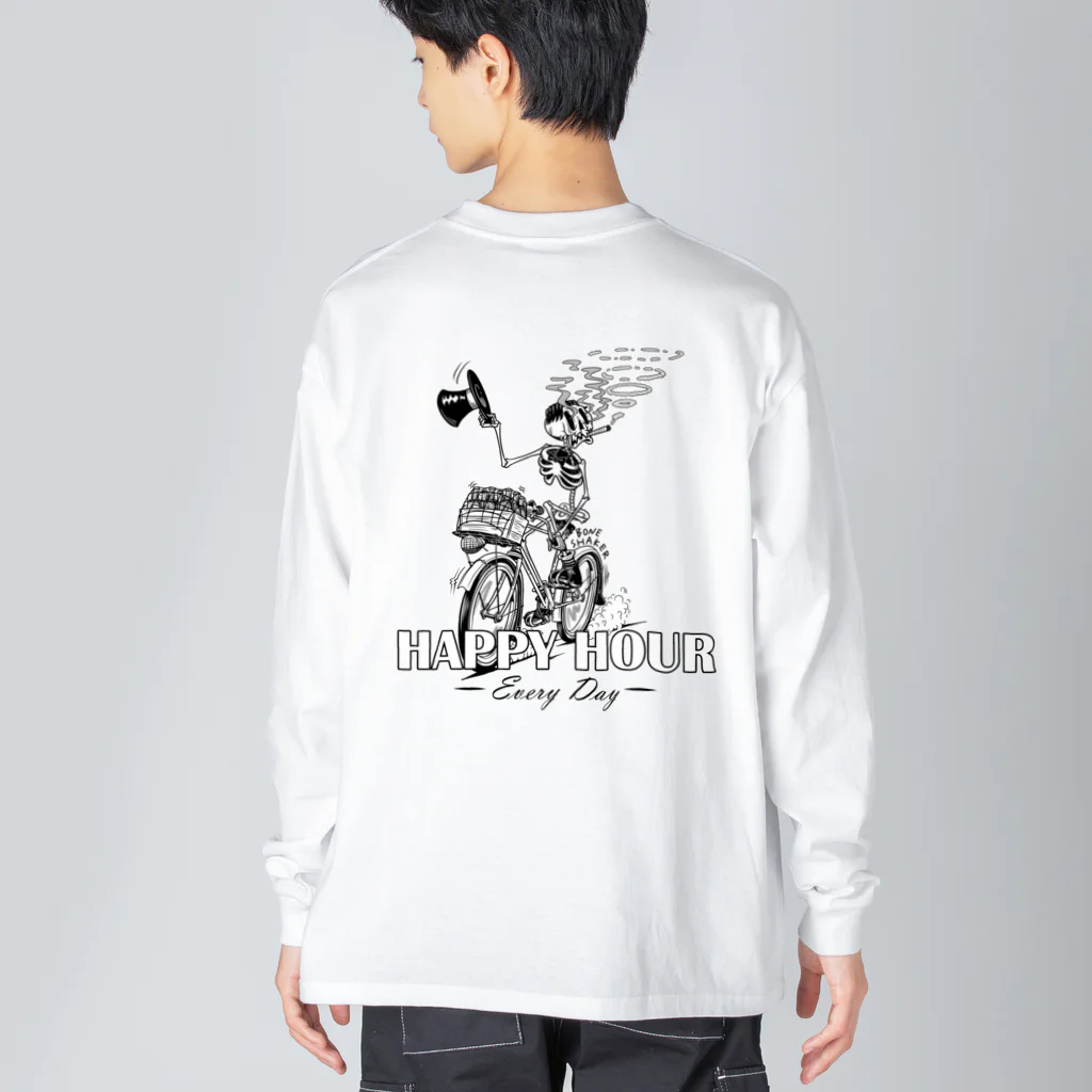 nidan-illustrationの"HAPPY HOUR"(B&W) #2 ビッグシルエットロングスリーブTシャツ