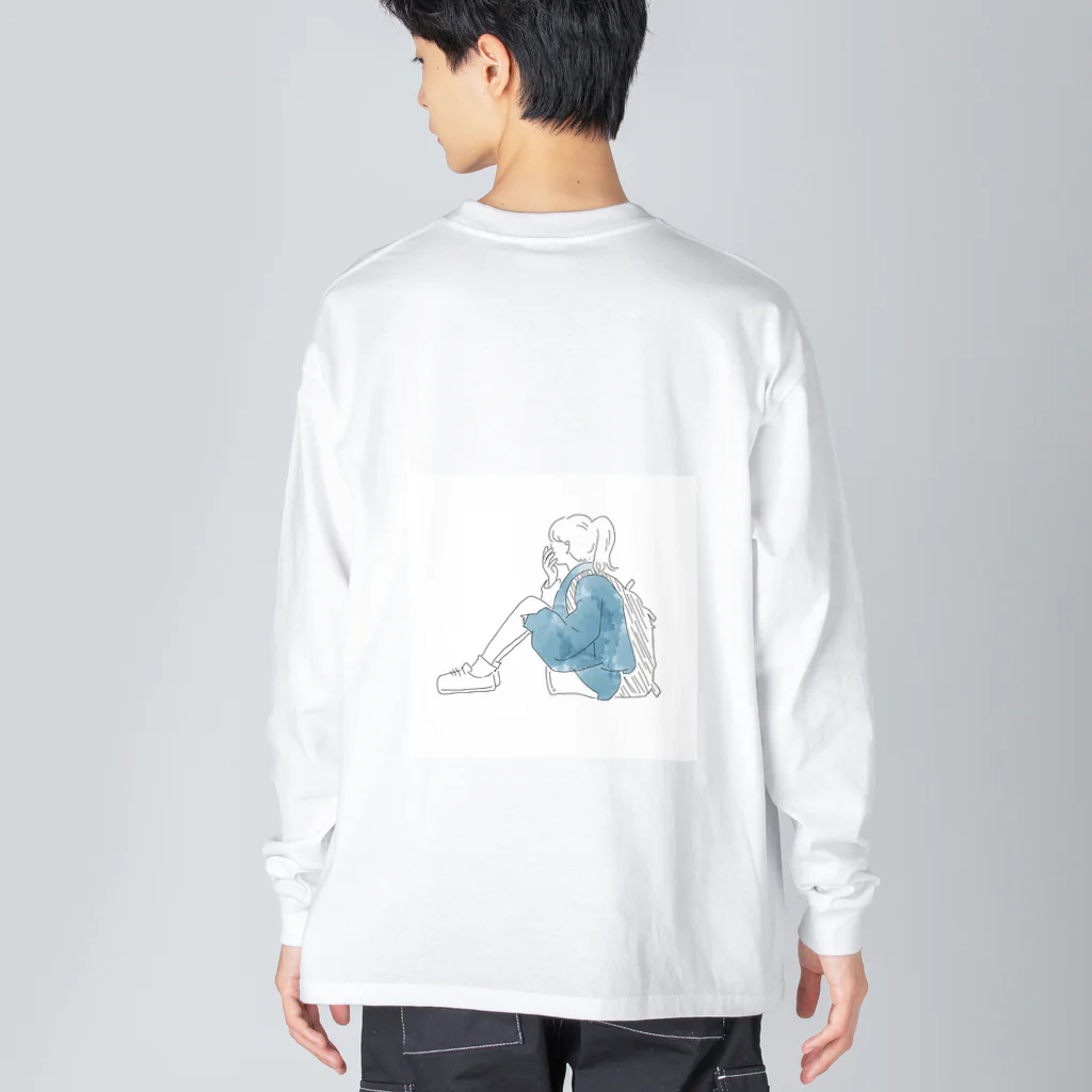 chiii × ☆の女の子×青色 Big Long Sleeve T-Shirt