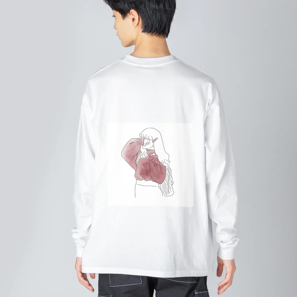 chiii × ☆の女の子×赤色 Big Long Sleeve T-Shirt