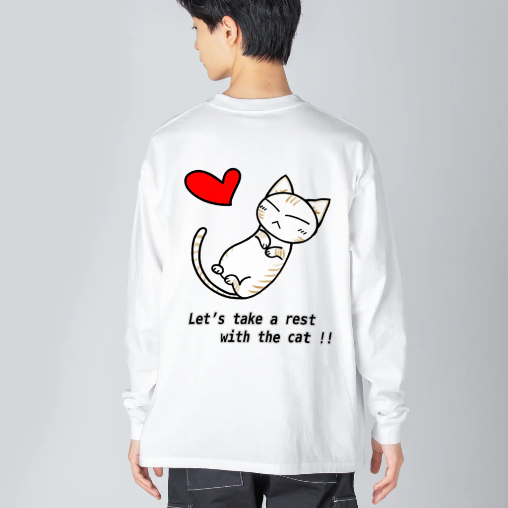 にゃーにゃー組@LINEスタンプ＊絵文字販売中！のSleeping cat！（茶） ビッグシルエットロングスリーブTシャツ