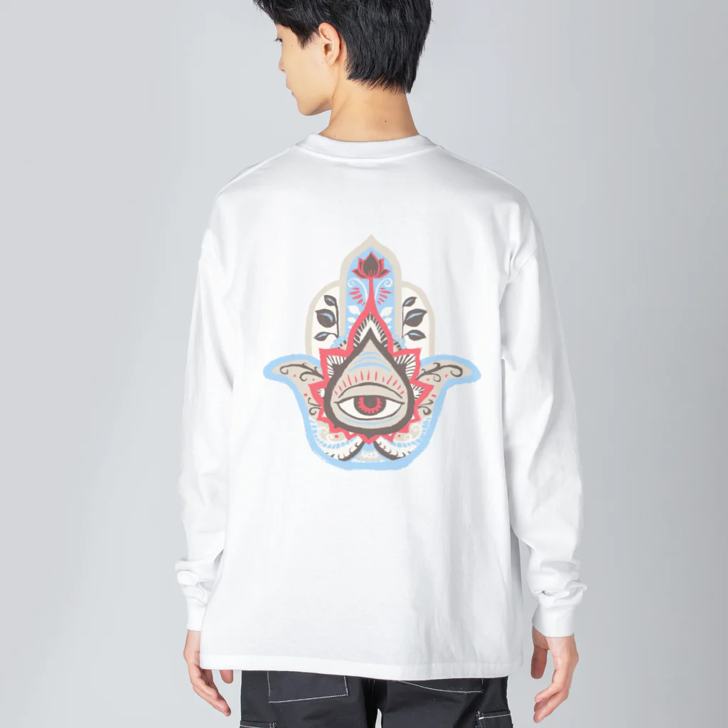 IZANAMI by Akane Yabushitaの誕生石色✋ハムサの手（4月・ダイヤモンド） Big Long Sleeve T-Shirt