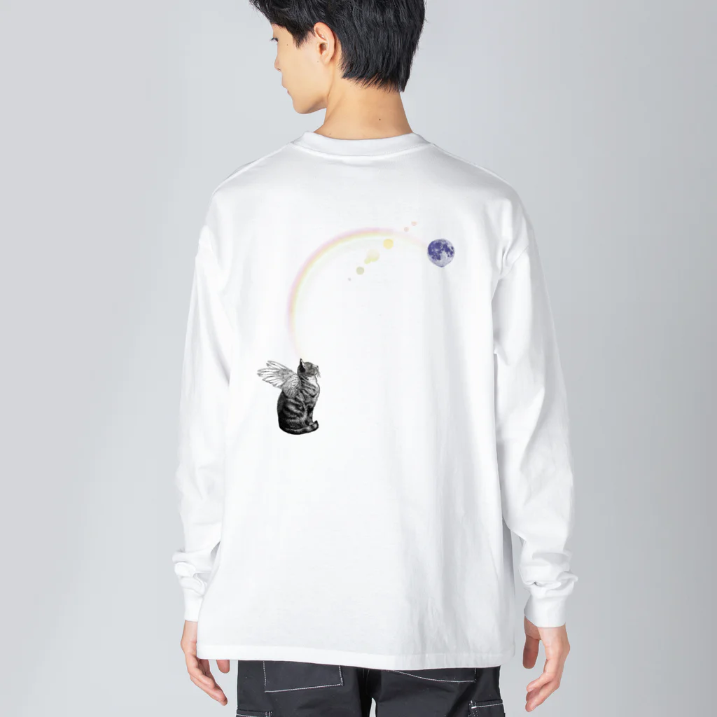 海賊猫 cocoの愛猫♱虹の橋♱ねこてんし② ペットロス Big Long Sleeve T-Shirt