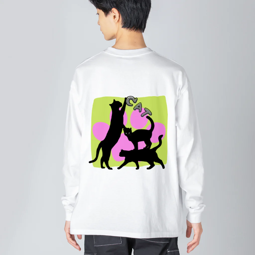 insparation｡   --- ｲﾝｽﾋﾟﾚｰｼｮﾝ｡の黒猫タワー(肉球) Big Long Sleeve T-Shirt