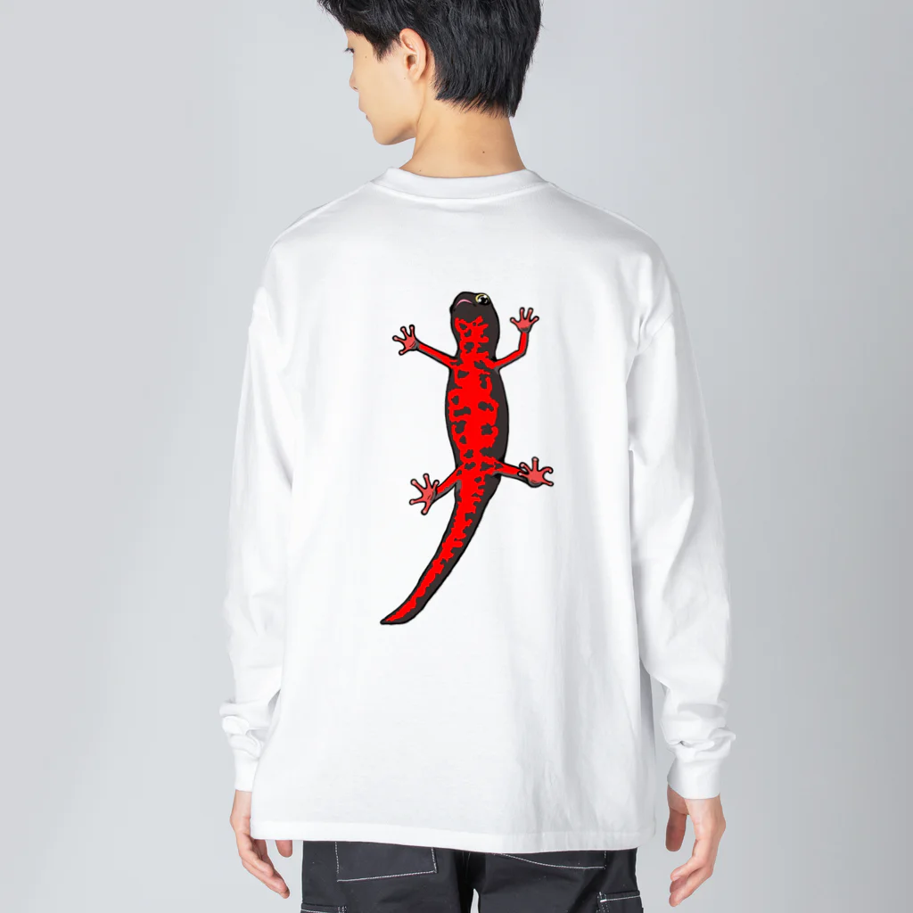 LalaHangeulのアカハライモリさん　文字無し バックプリント Big Long Sleeve T-Shirt