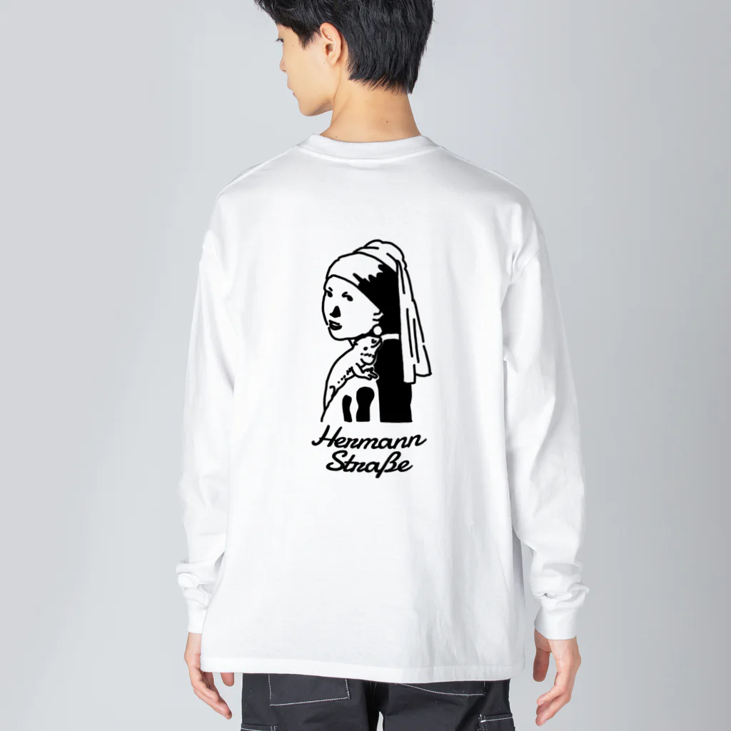 HermannStrasseのイラスト絵画 / フェルメールとフトアゴヒゲトカゲ：バックプリント Big Long Sleeve T-Shirt