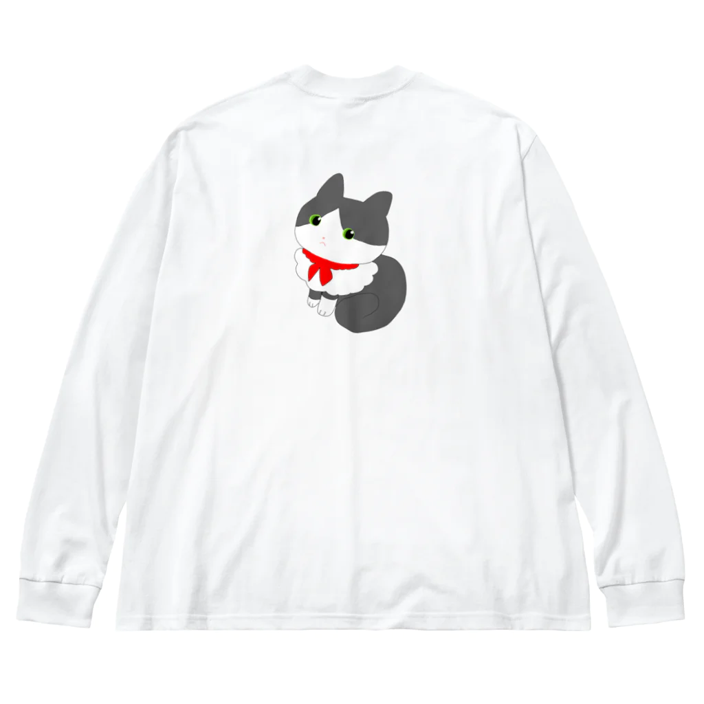 きねぶち温泉のおすましリボンの猫のきょうちゃん ビッグシルエットロングスリーブTシャツ