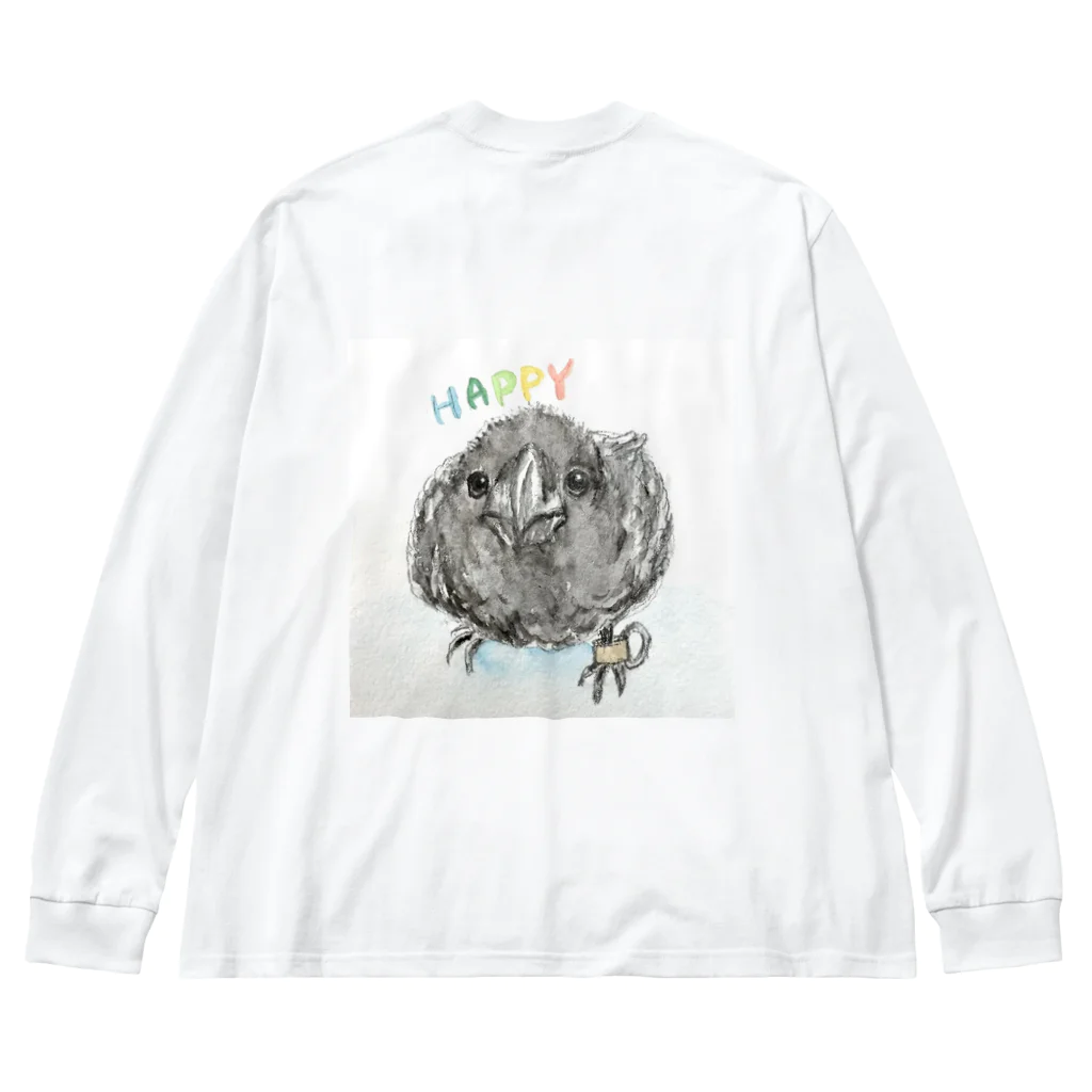 パート主婦しずかのオリジナルイラストグッズのカラスのハッピー Big Long Sleeve T-Shirt