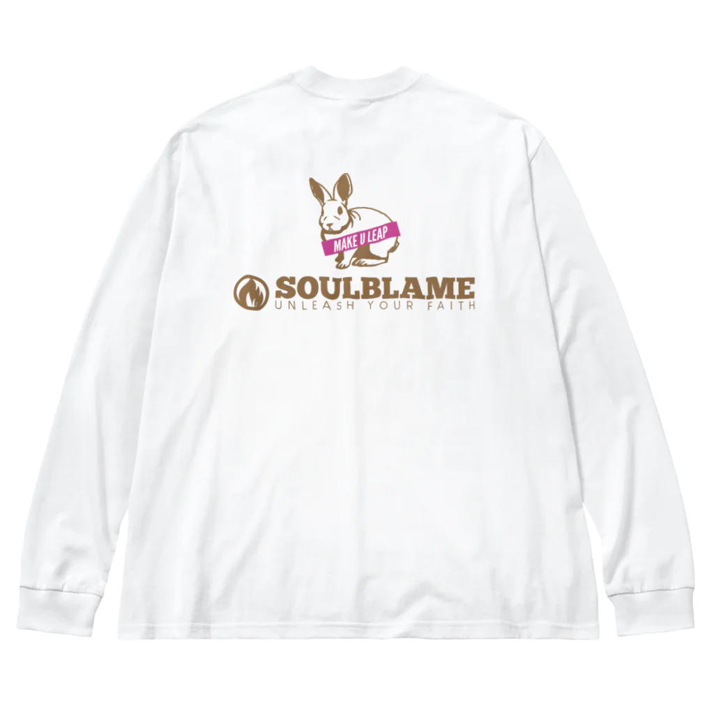 SOULBLAMEのRABBIT LABEL BPURPLE IN WHITE ビッグシルエットロングスリーブTシャツ