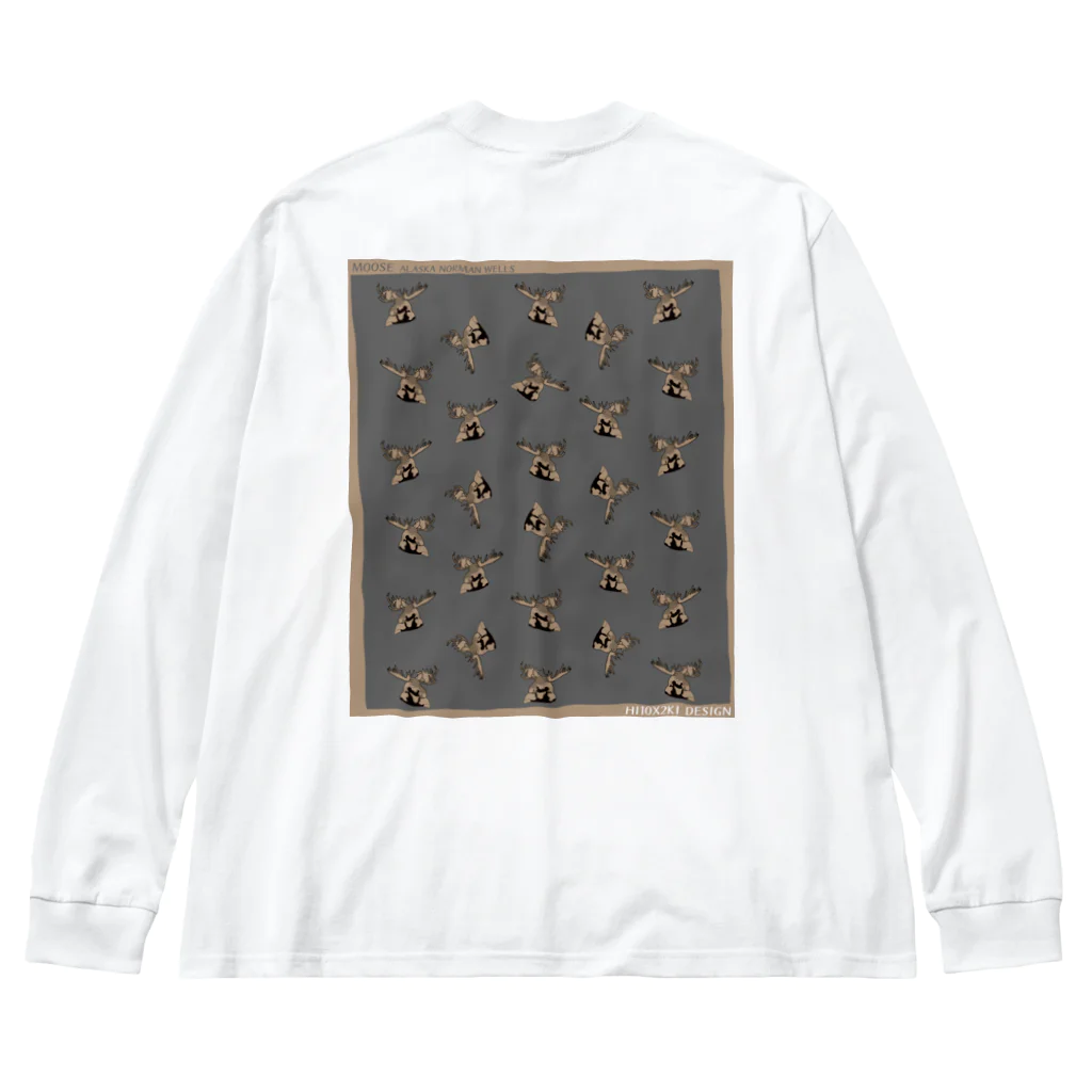 HI10×2KI design-ヒトトキデザイン-のmoose alaska pattern Big Long Sleeve T-Shirt