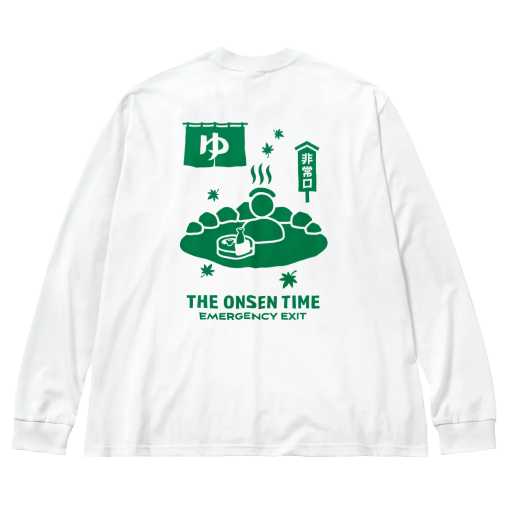 kg_shopの[★バック]THE ONSEN TIME【非常口パロディ】 ビッグシルエットロングスリーブTシャツ