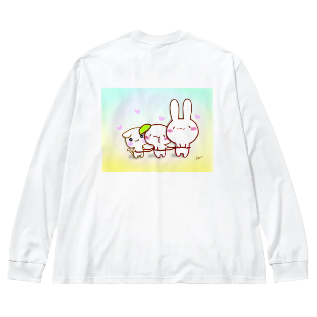 グッズショップKAZUの3匹電車ごっこけあうさ Big Long Sleeve T-Shirt