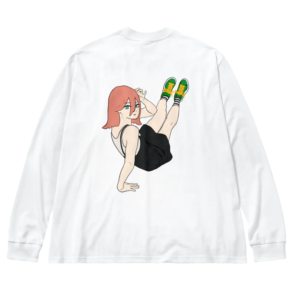 はんぺん屋の足を上げたいお年頃の女の子 ビッグシルエットロングスリーブTシャツ