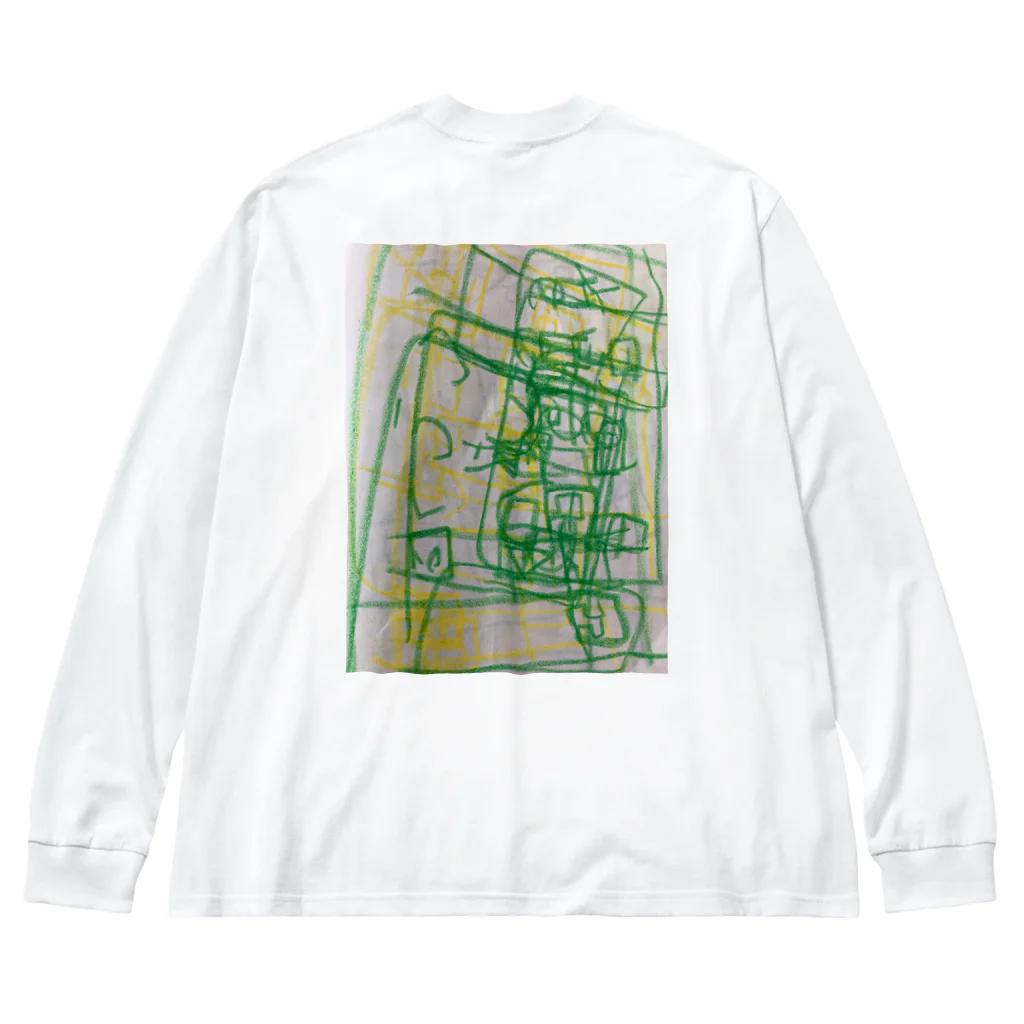 なすこのクレヨンエレベーター、緑と黄色 Big Long Sleeve T-Shirt