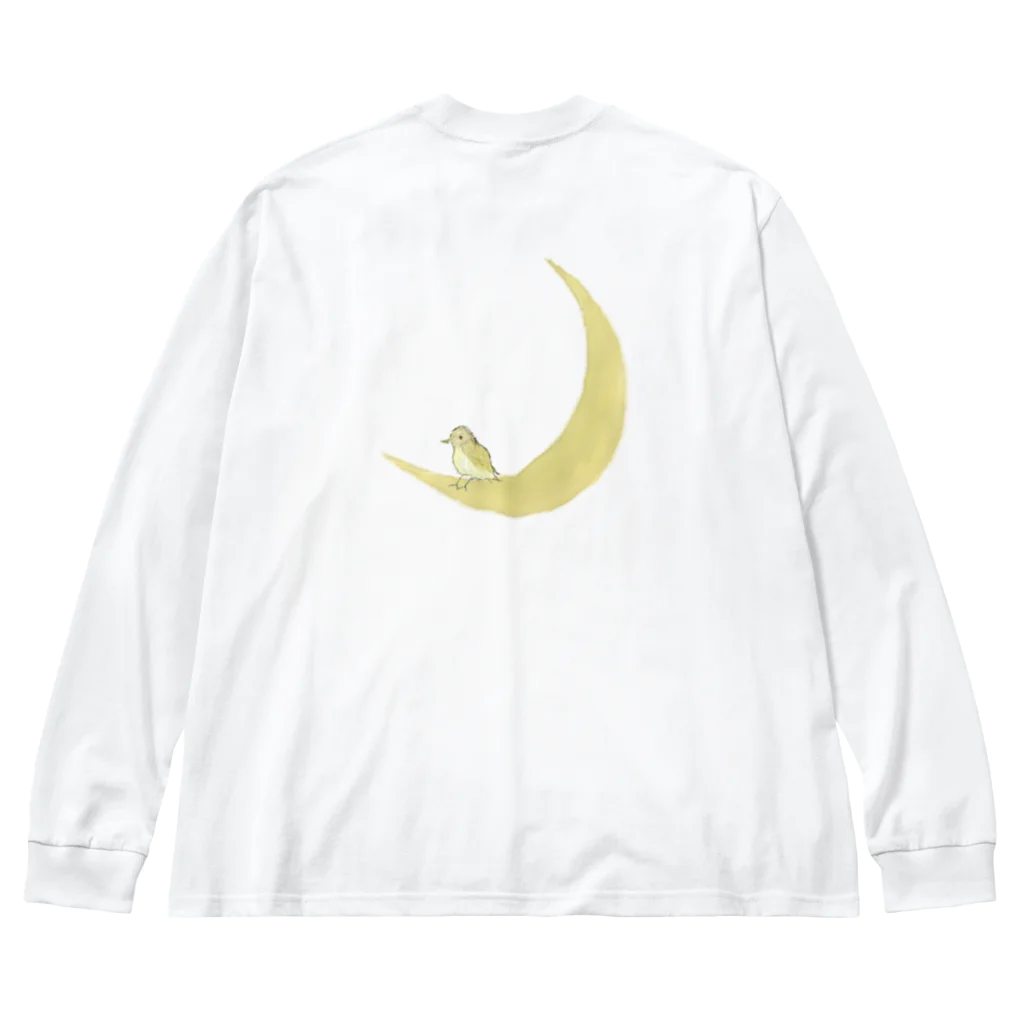 rilybiiのThe watching moon and the resting yellow bird. ビッグシルエットロングスリーブTシャツ