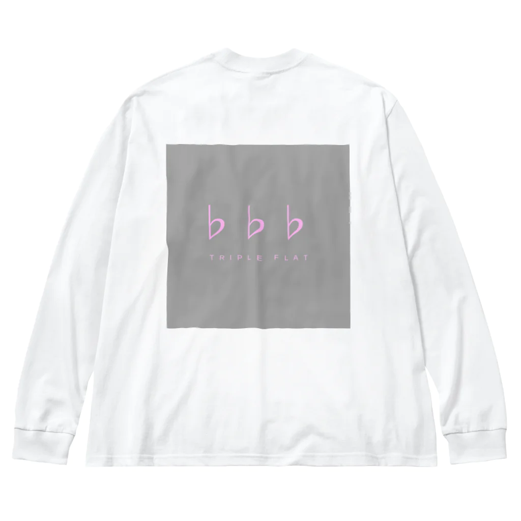 ♭♭♭(トリプルフラット)のピンク字（背景グレー） Big Long Sleeve T-Shirt