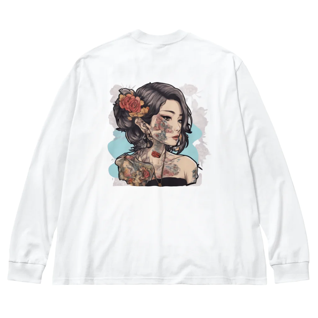 streetsnapの可愛いタトゥーだらけの女性、両面プリントロングTシャツ、期間限定 Big Long Sleeve T-Shirt