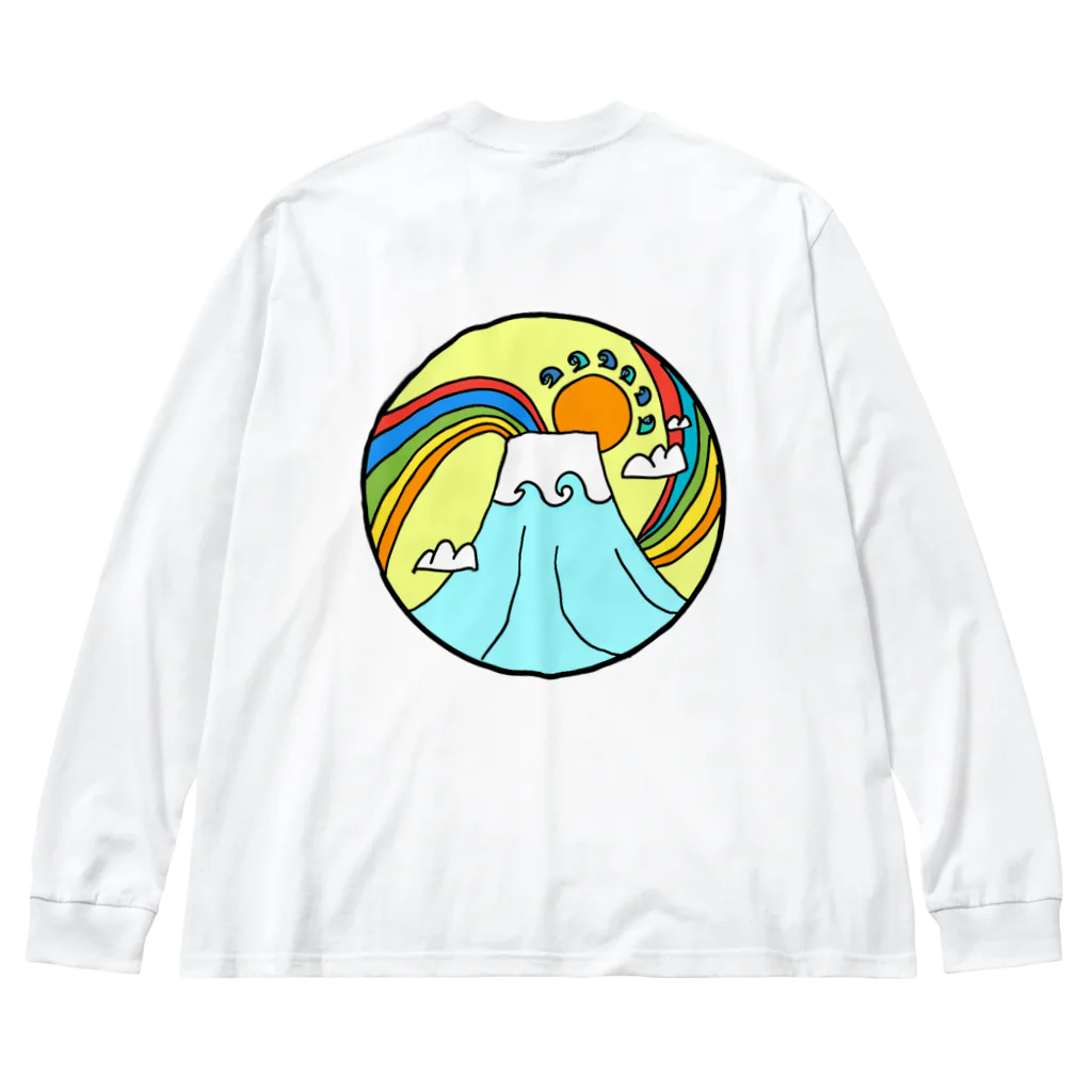 aloha_world_in_circleのjapan mount Fuji rainbow ビッグシルエットロングスリーブTシャツ