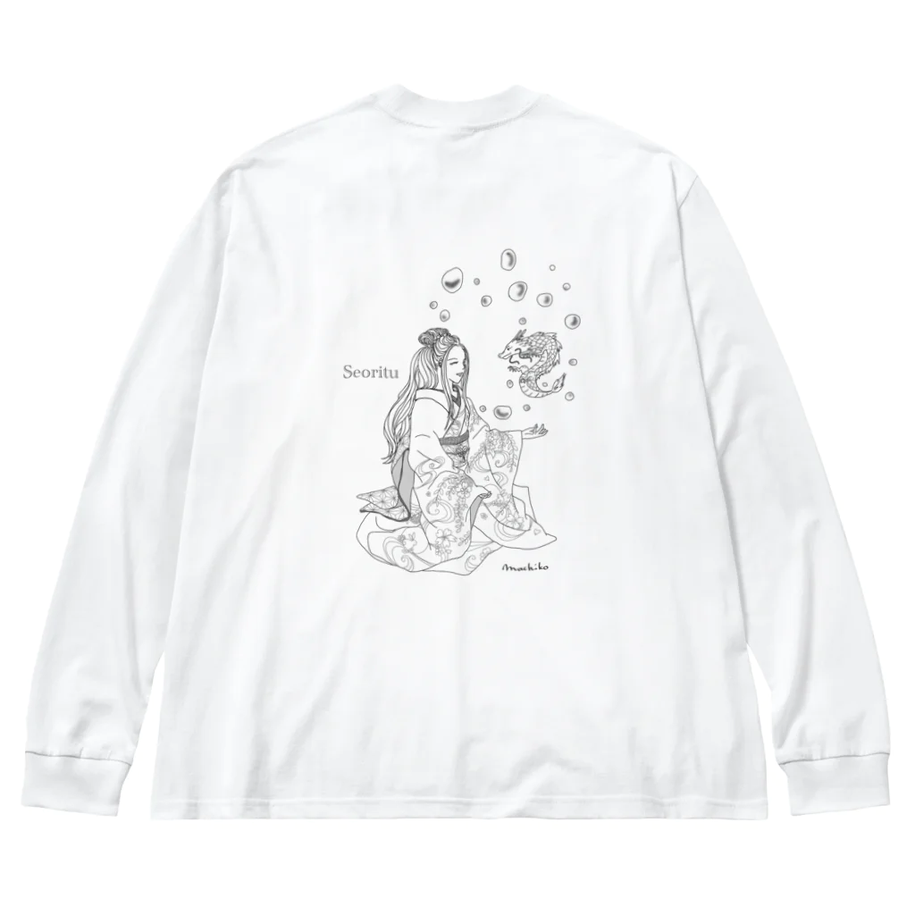 Usagi-aiの日本の女神様　瀬織津姫命 ビッグシルエットロングスリーブTシャツ