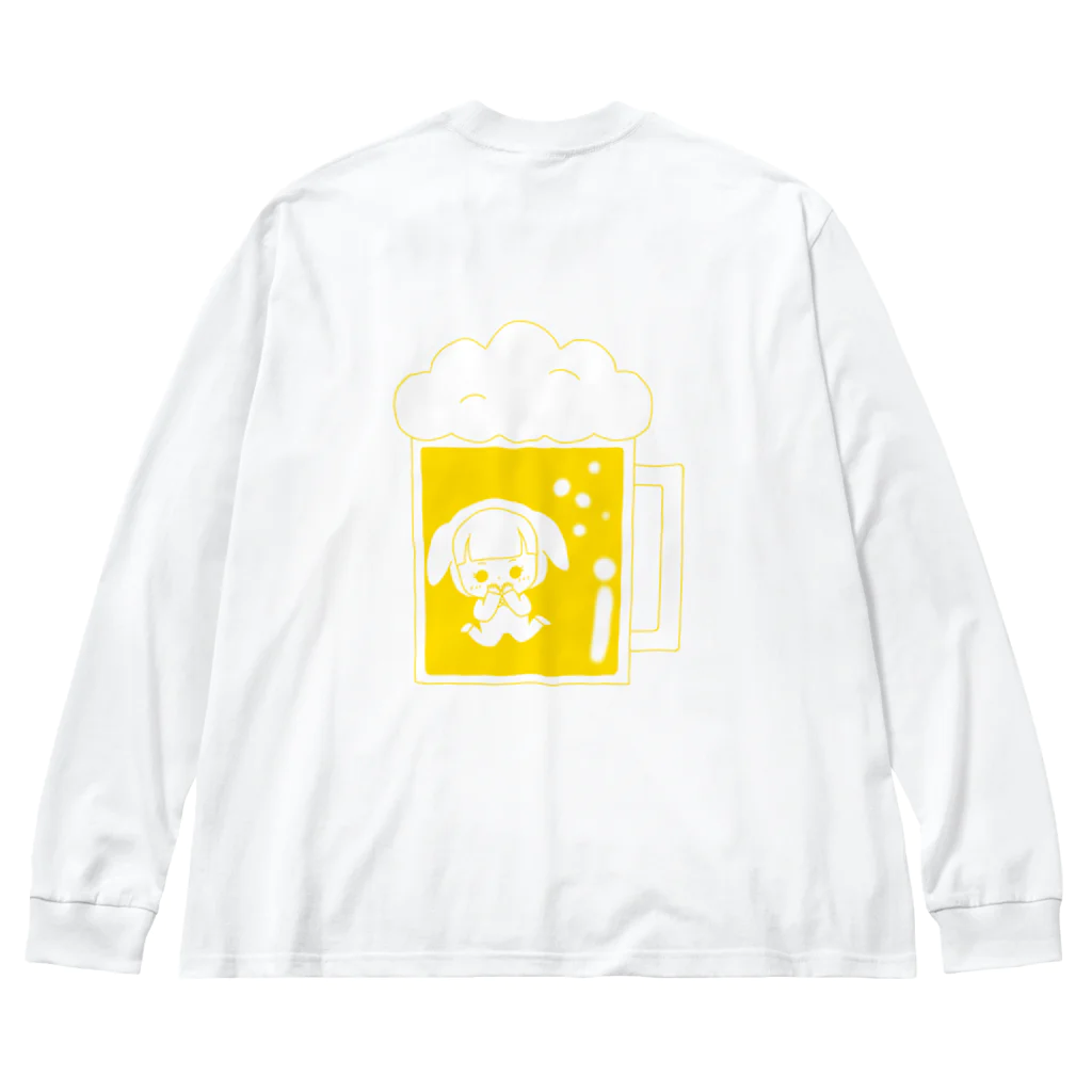 milkyway.77のビールに溺れるアルラビちゃん(背面) ビッグシルエットロングスリーブTシャツ