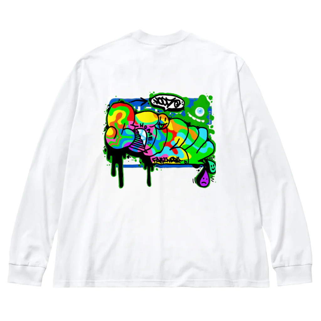 NOOBのGRAFFITI  グラフィティ HELLO ステッカー ビッグシルエットロングスリーブTシャツ