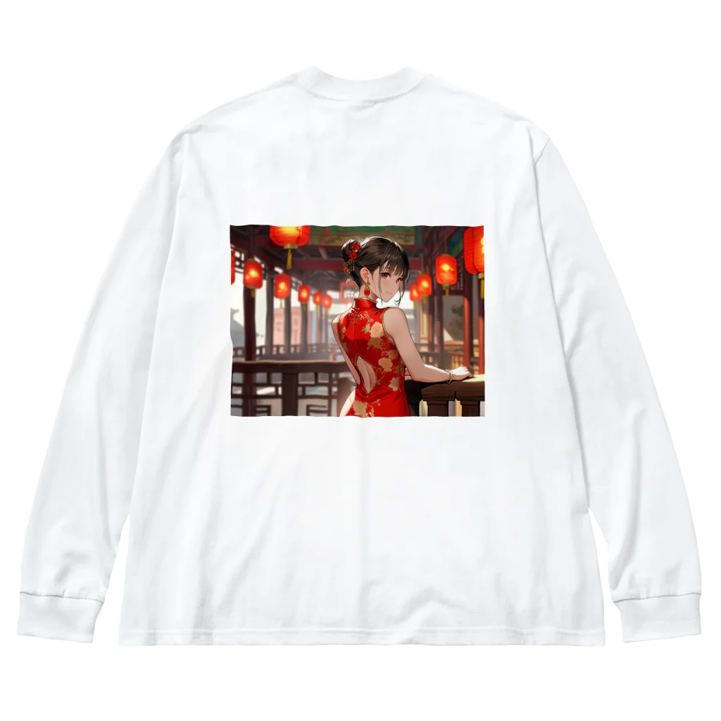 HokutoKenのチャイナ服少女 Big Long Sleeve T-Shirt