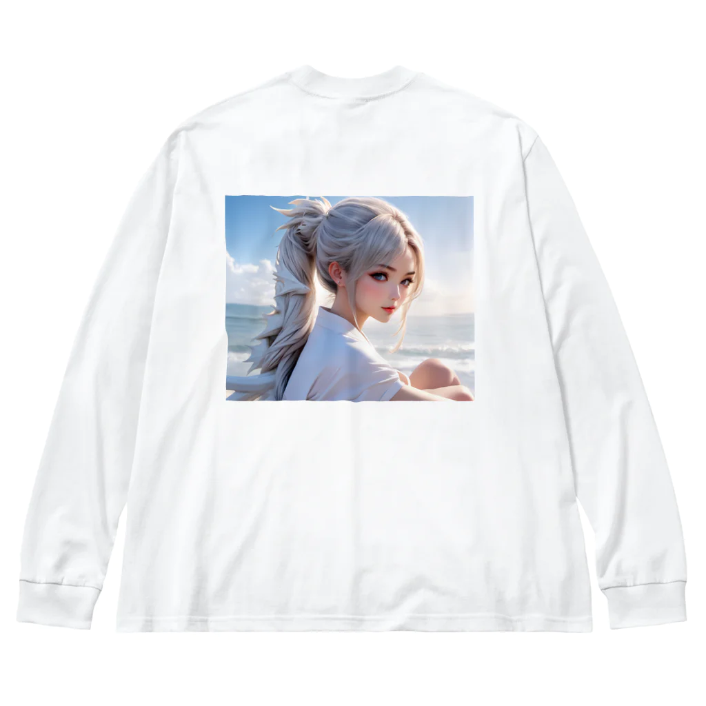 スカ次郎ショップの白髪和服美女シリーズ 0004 Big Long Sleeve T-Shirt