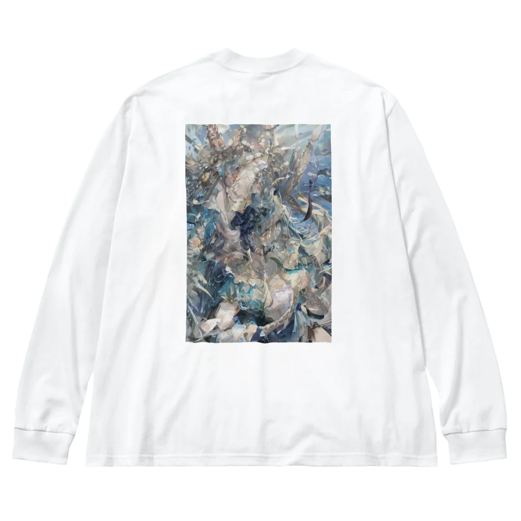 JSDの水彩画風バックプリント Big Long Sleeve T-Shirt