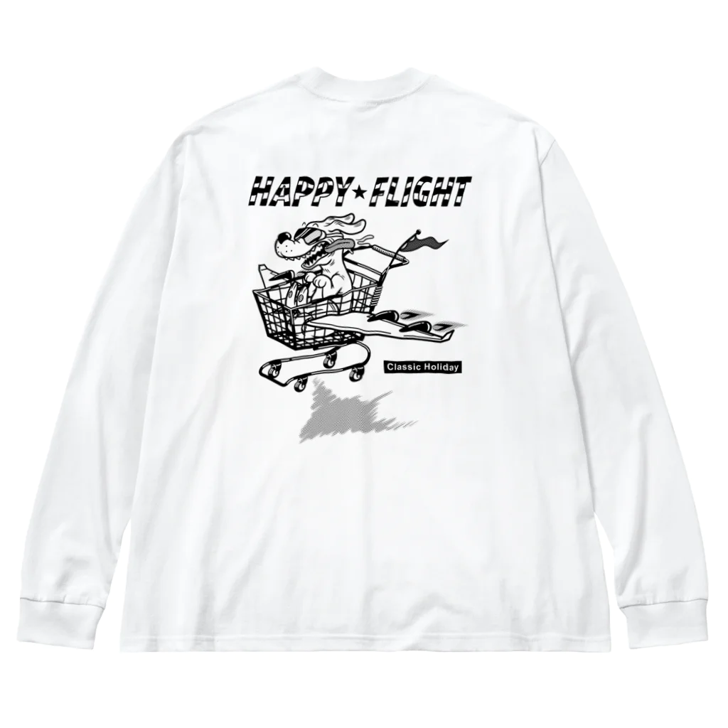 nidan-illustrationのhappy dog -happy flight- (black ink) Big Long Sleeve T-Shirt