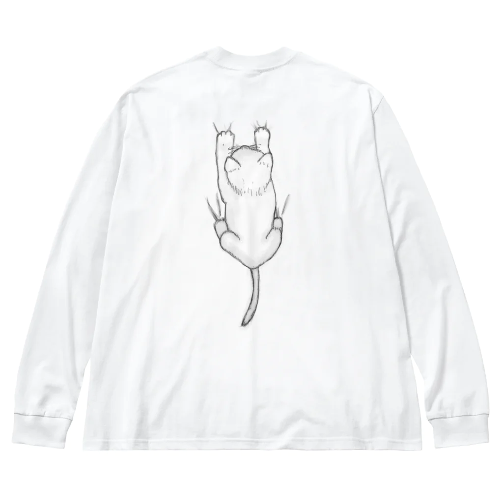 そらまめの着ると背中に猫がしがみつく ビッグシルエットロングスリーブTシャツ