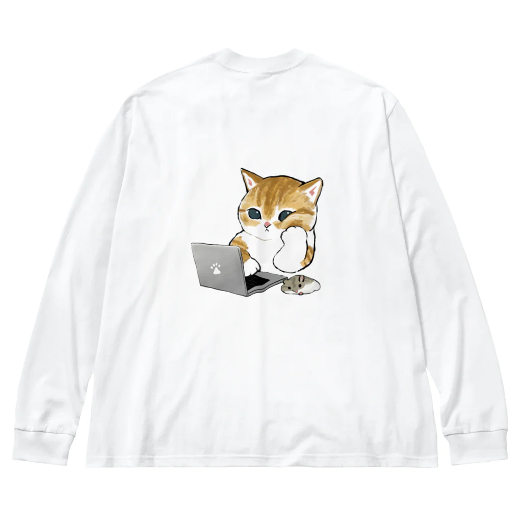 mofusandの在宅勤務のプロ、その名は猫。 ビッグシルエットロングスリーブTシャツ