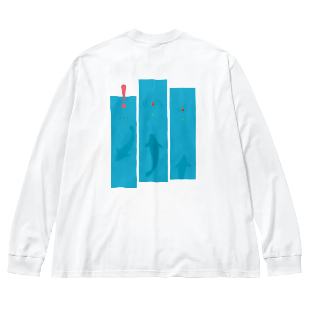 Riki Design (Okinwa Fishing style)の魚影~アタリ!_ロゴブラック ビッグシルエットロングスリーブTシャツ