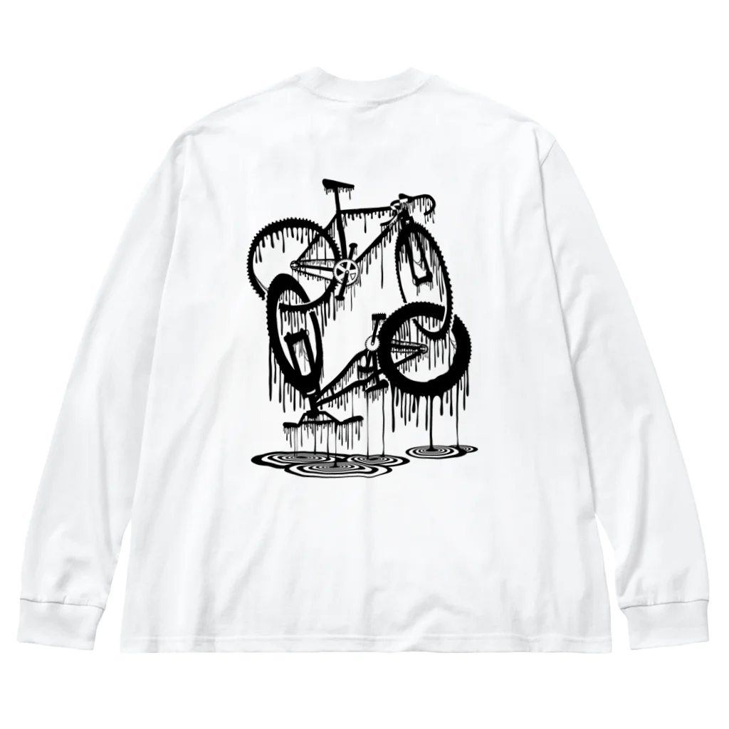 nidan-illustrationのmelted bikes #2 (black ink) ビッグシルエットロングスリーブTシャツ