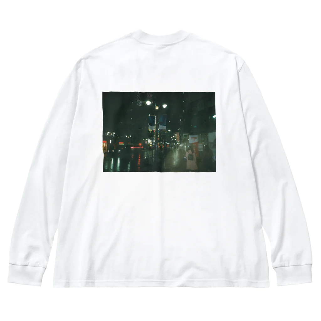 豆屋の雨の日の渋谷 Big Long Sleeve T-Shirt