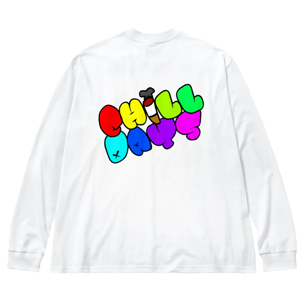 sho meの｢Chill Days back｣ White ビッグシルエットロングスリーブTシャツ