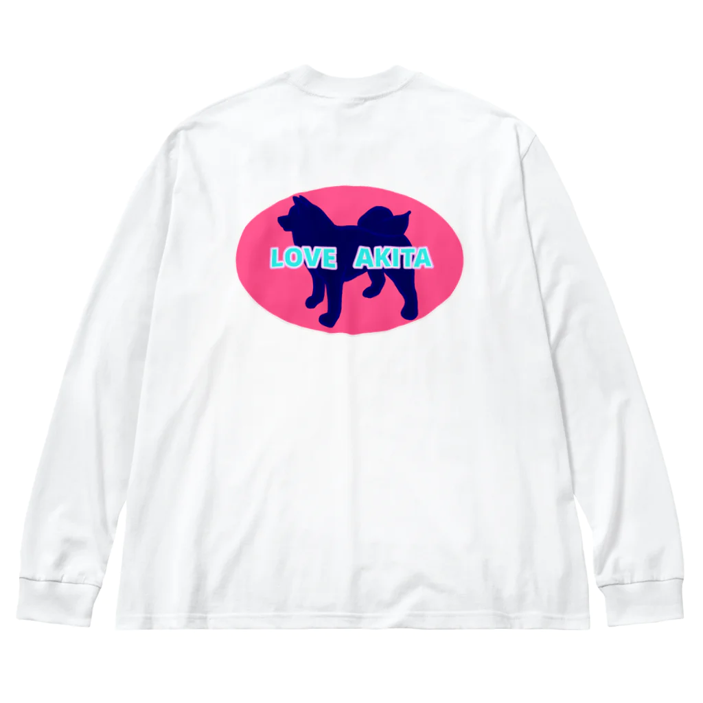 春風工房のLOVE AKITA ピンク Big Long Sleeve T-Shirt