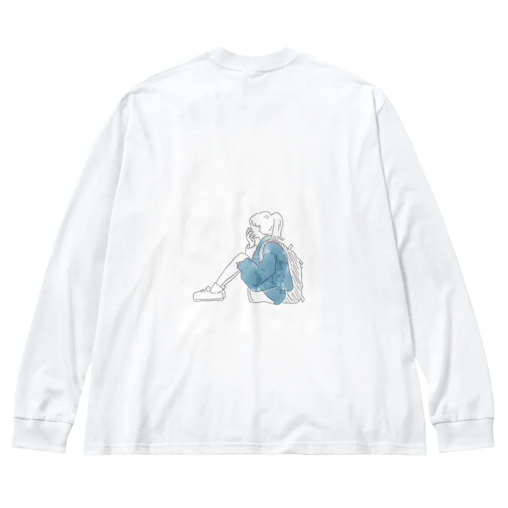 chiii × ☆の女の子×青色 Big Long Sleeve T-Shirt