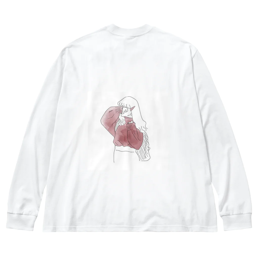 chiii × ☆の女の子×赤色 Big Long Sleeve T-Shirt