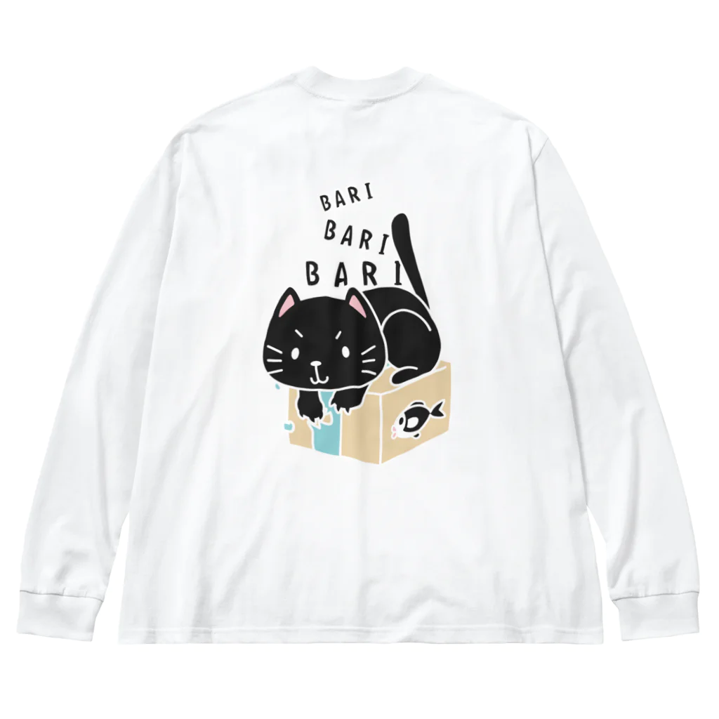 イラスト MONYAAT のバックプリント クロネコのバリバリバリー ビッグシルエットロングスリーブTシャツ