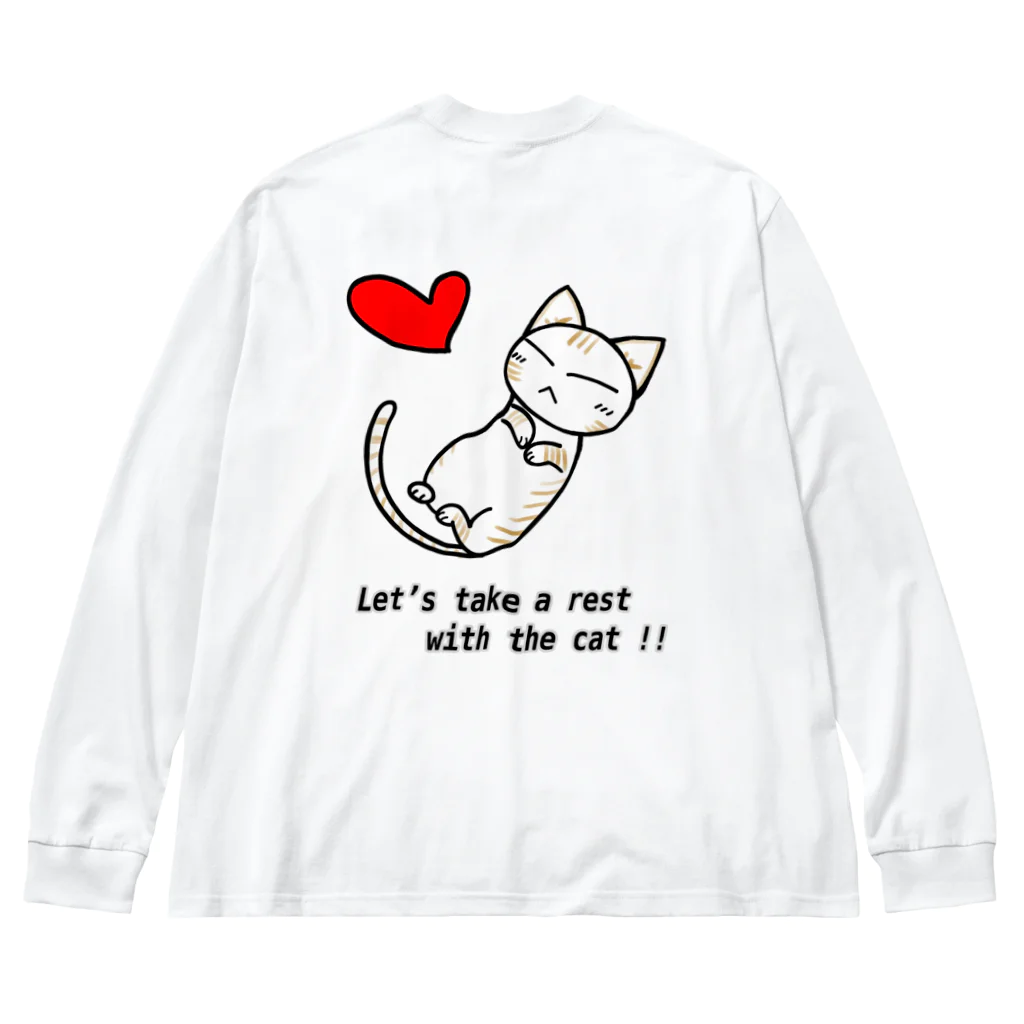 にゃーにゃー組@LINEスタンプ＊絵文字販売中！のSleeping cat！（茶） ビッグシルエットロングスリーブTシャツ