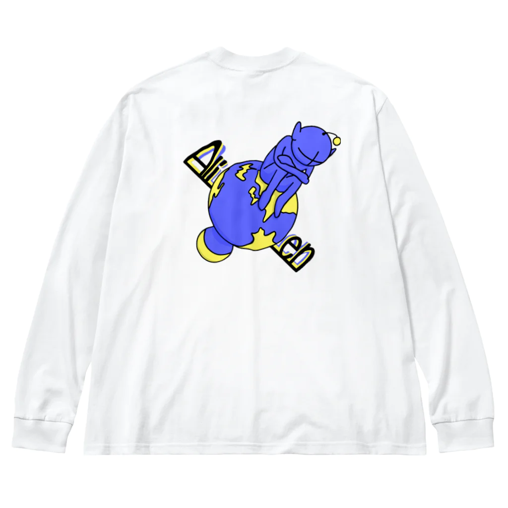 テキトードローイングのエイリアン(青) 루즈핏 롱 슬리브 티셔츠